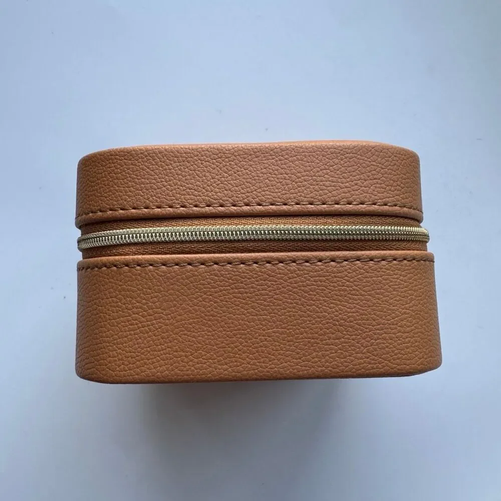 Samara Chestnut Vegan Leather Mini Organizer Portable Display Travel Jewelry Box